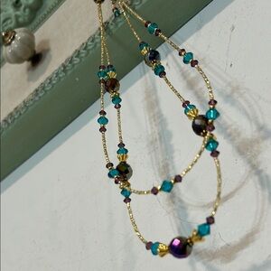 Vintage Gold and Blue Multi-Strand Necklace